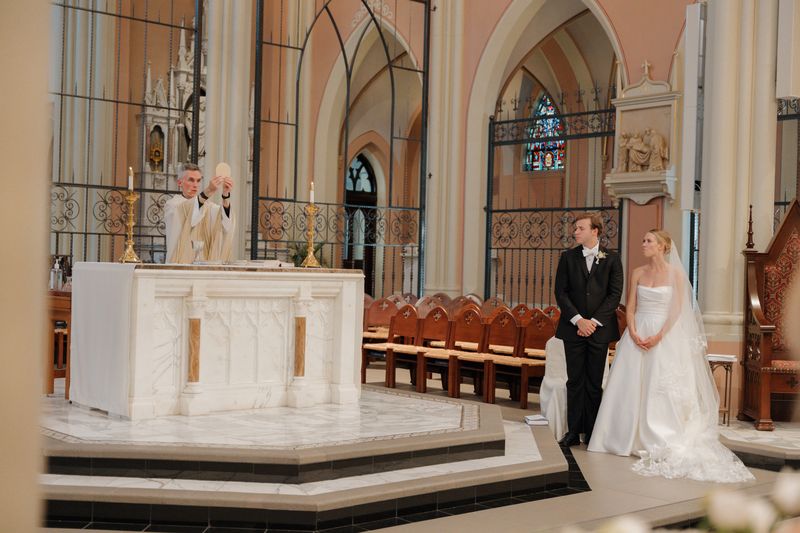 A wedding in the church at Creighton University